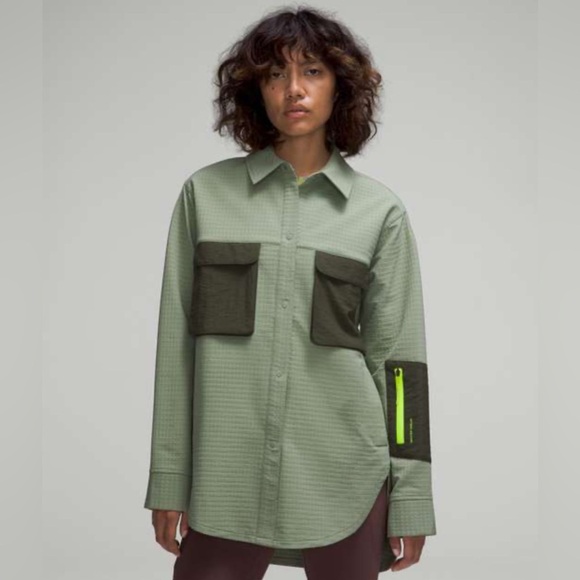 Lululemon Grid Fleece Hiking Overshirt Laurel Green / Medium Olive Sz 8 - Picture 1 of 7